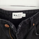 Second-Hand - NA-KD Black Wash Frayed Straight Denim Jeans Size 8 - SwapUp
