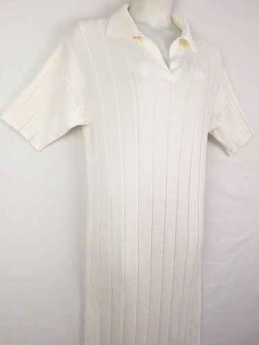 Second-Hand - Morrison Wide Ribbed Crisp White Dress Size 14 - SwapUp