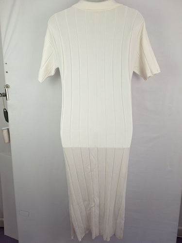Second-Hand - Morrison Wide Ribbed Crisp White Dress Size 14 - SwapUp