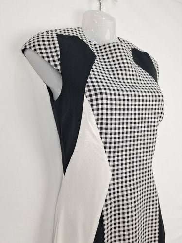 Second-Hand - Karen Millen Gingham Panelled Work Midi Dress Size 8 - SwapUp