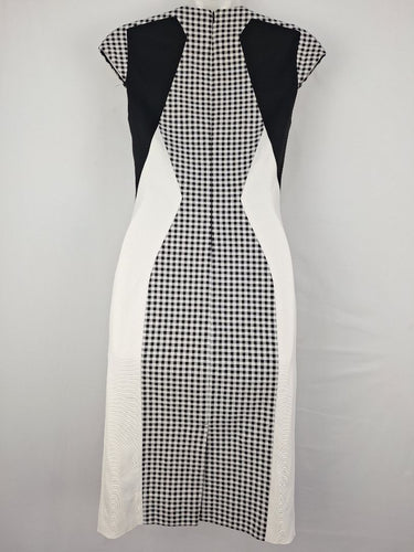 Second-Hand - Karen Millen Gingham Panelled Work Midi Dress Size 8 - SwapUp