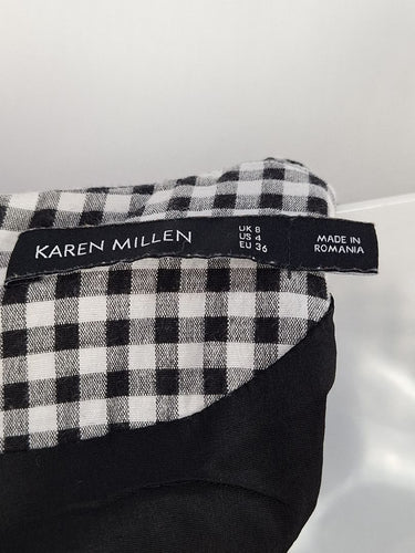 Second-Hand - Karen Millen Gingham Panelled Work Midi Dress Size 8 - SwapUp