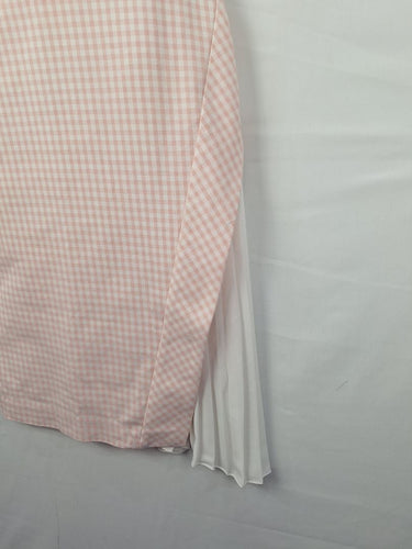 Second-Hand - Cue Pink Gingham Pleat Detail Midi Dress Size 6 - SwapUp