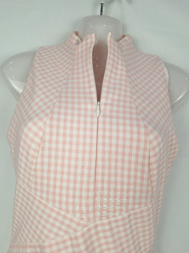 Second-Hand - Cue Pink Gingham Pleat Detail Midi Dress Size 6 - SwapUp