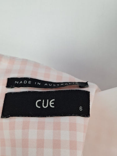 Second-Hand - Cue Pink Gingham Pleat Detail Midi Dress Size 6 - SwapUp