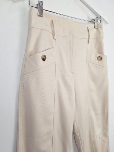 Second-Hand - Reiss Cream Relaxed Panelled Pants Size 6 - SwapUp