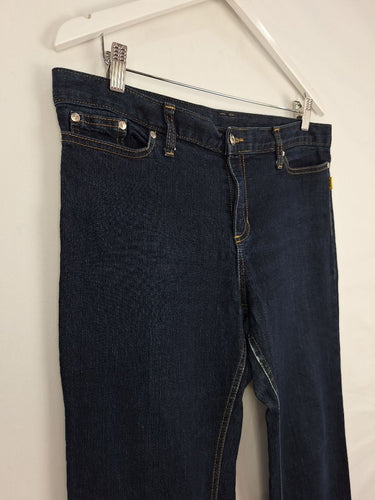 Second-Hand - Bettina Liano Dark Denim Contrast Stitch Jeans Size 14 - SwapUp