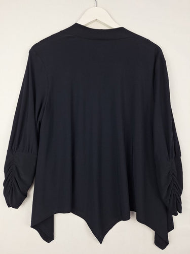 Second-Hand - Frank Lyman Navy Pixie Hem Flowy Jacket Size 6 - SwapUp