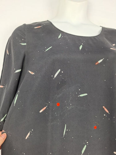 Second-Hand - Des Petits Hauts Magic Feather Silk Mini Dress Size 14 - SwapUp