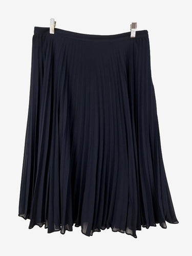 David Lawrence Navy Flowy Pleat Midi Skirt Size 14
