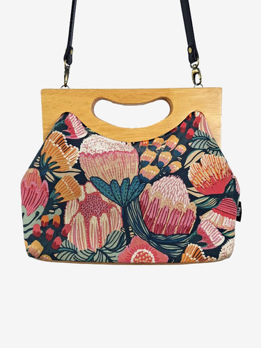Pink Oasis Wattle Wooden Frame Bag