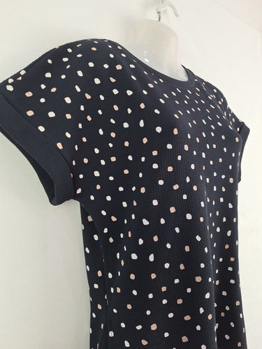 Second-Hand - French Connection Pink and White Spot Mini Dress Size 8 - SwapUp