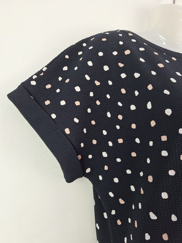 Second-Hand - French Connection Pink and White Spot Mini Dress Size 8 - SwapUp