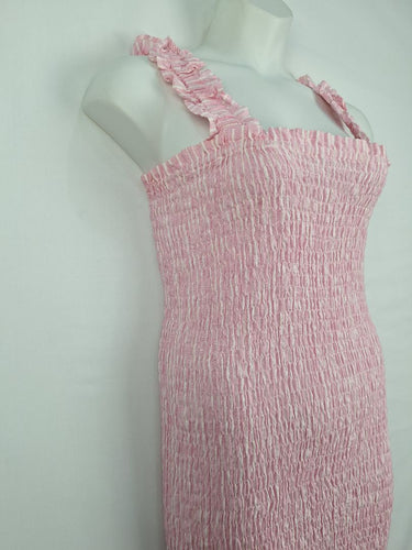 Second-Hand - LJC Designs Shirred Striped Linen Dress One Size - SwapUp