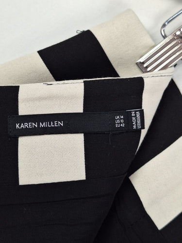 Second-Hand - Karen Millen Striped Tied Waist Office Skirt Size 14 - SwapUp