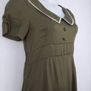 Second-Hand - Princess Highway Khaki Peter Pan Collar Mini Dress Size 12 - SwapUp