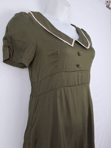Second-Hand - Princess Highway Khaki Peter Pan Collar Mini Dress Size 12 - SwapUp