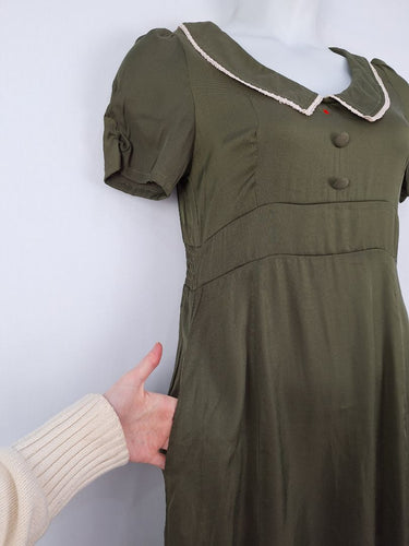 Second-Hand - Princess Highway Khaki Peter Pan Collar Mini Dress Size 12 - SwapUp