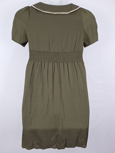Second-Hand - Princess Highway Khaki Peter Pan Collar Mini Dress Size 12 - SwapUp