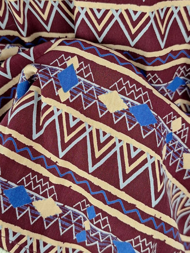 Second-Hand - Pink Owl Geometric Maroon Bow Mini Dress Size L - SwapUp