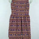 Second-Hand - Pink Owl Geometric Maroon Bow Mini Dress Size L - SwapUp