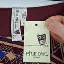 Second-Hand - Pink Owl Geometric Maroon Bow Mini Dress Size L - SwapUp