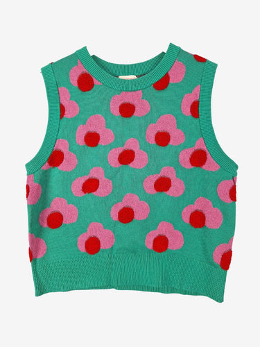 Gorman Emerald Sparkly Flower Knit Vest Size 10