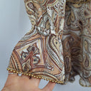 Second-Hand - Shona Joy Brown Paisley Gold Beaded Mini Dress Size 8 - SwapUp