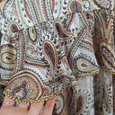 Second-Hand - Shona Joy Brown Paisley Gold Beaded Mini Dress Size 8 - SwapUp
