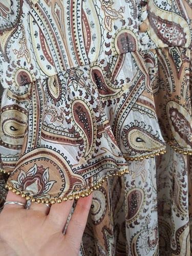 Second-Hand Shona Joy Brown Paisley Gold Beaded Mini Dress Size 8 SwapUp Second-Hand Shona Joy Brown Paisley Gold Beaded Mini Dress Size 8 SwapUp