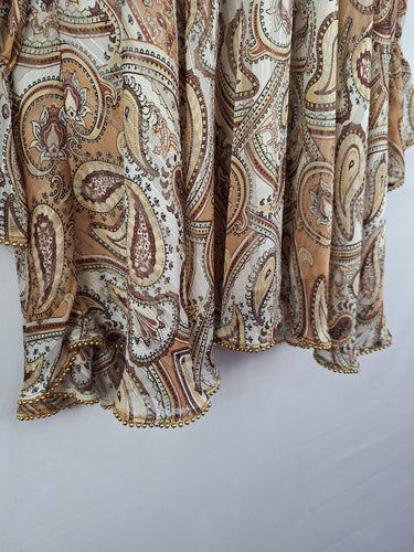 Second-Hand - Shona Joy Brown Paisley Gold Beaded Mini Dress Size 8 - SwapUp