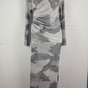 Second-Hand - Scanlan Theodore Grey Mesh Long Sleeve Maxi Dress Size 8 - SwapUp