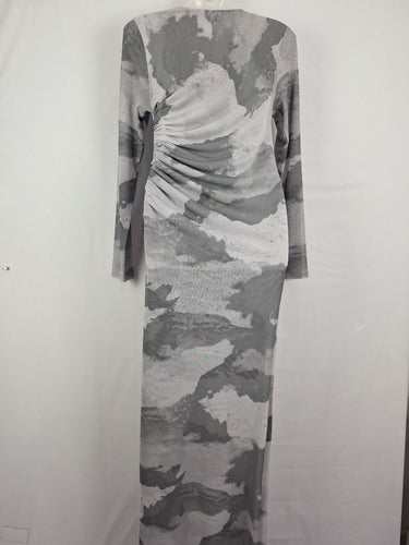 Second-Hand - Scanlan Theodore Grey Mesh Long Sleeve Maxi Dress Size 8 - SwapUp