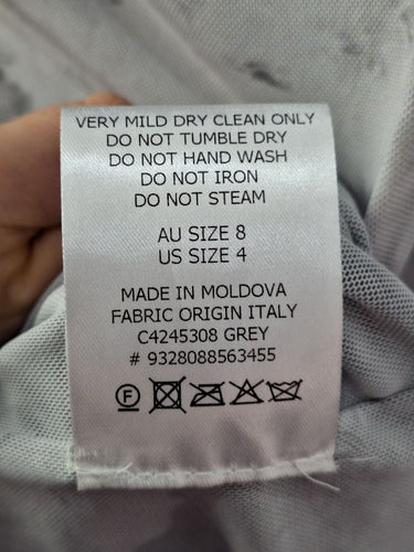 Second-Hand - Scanlan Theodore Grey Mesh Long Sleeve Maxi Dress Size 8 - SwapUp