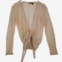 Second-Hand - David Lawrence Dainty Knit Tie Cream Cardigan Size S - SwapUp