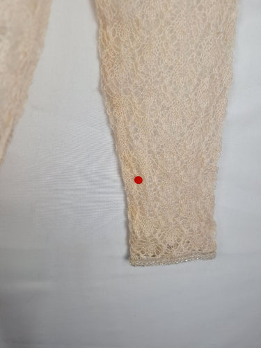 Second-Hand - David Lawrence Dainty Knit Tie Cream Cardigan Size S - SwapUp