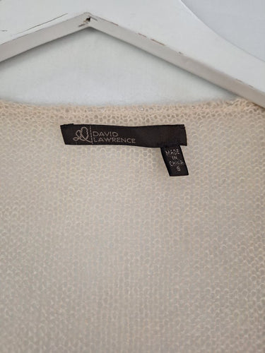 Second-Hand - David Lawrence Dainty Knit Tie Cream Cardigan Size S - SwapUp