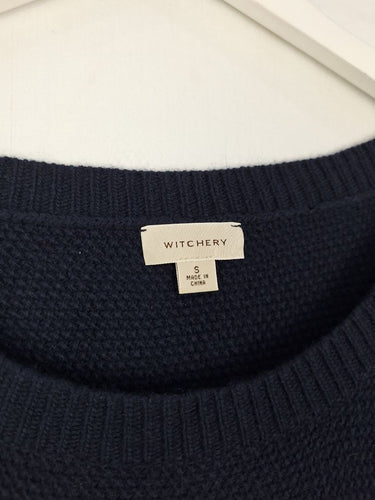 Second-Hand - Witchery Navy Wool Cashmere Blend Knit Tunic Top Size S - SwapUp