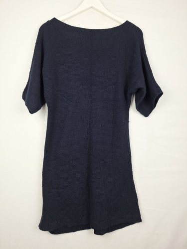 Second-Hand - Witchery Navy Wool Cashmere Blend Knit Tunic Top Size S - SwapUp