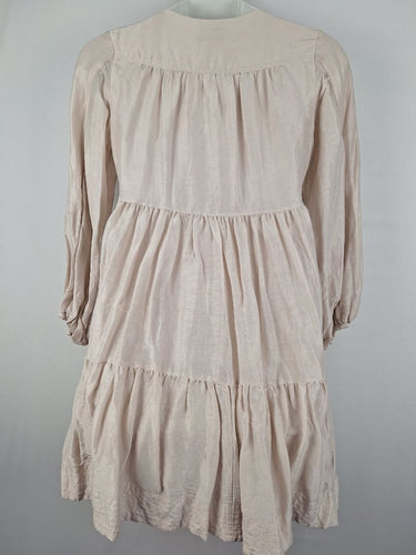 Second-Hand - Country Road Milky Linen Silk Blend Pleated Mini Dress Size 10 - SwapUp
