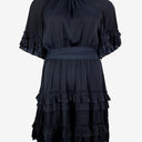 Second-Hand - Witchery Navy Pleat Frill Mini Dress Size 10 - SwapUp