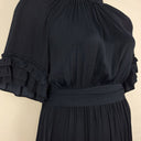 Second-Hand - Witchery Navy Pleat Frill Mini Dress Size 10 - SwapUp