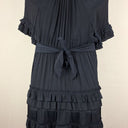 Second-Hand - Witchery Navy Pleat Frill Mini Dress Size 10 - SwapUp