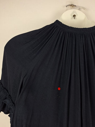 Second-Hand - Witchery Navy Pleat Frill Mini Dress Size 10 - SwapUp