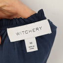 Second-Hand - Witchery Navy Pleat Frill Mini Dress Size 10 - SwapUp