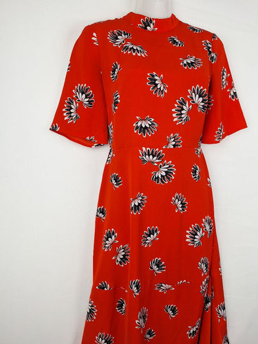 Second-Hand - Warehouse Red Mock Neck Midi Dress Size 6 - SwapUp
