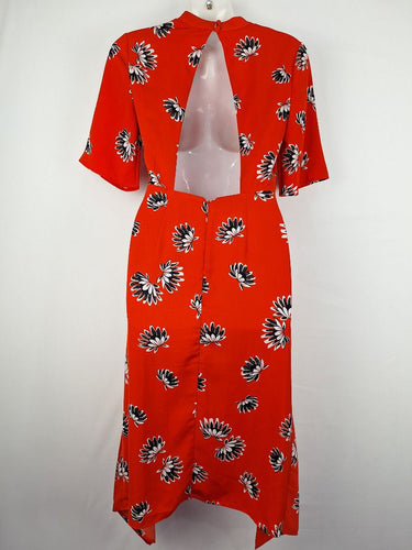 Second-Hand - Warehouse Red Mock Neck Midi Dress Size 6 - SwapUp