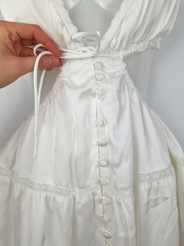 Second-Hand - Sabo White Lacey Cut Out Mini Dress Size 6 - SwapUp
