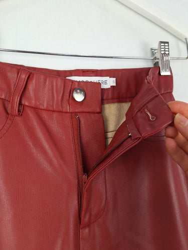 Second-Hand - Atmos & Here Ruby Red 'Leather' Pants Size 6 - SwapUp