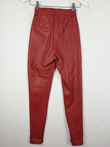 Second-Hand - Atmos & Here Ruby Red 'Leather' Pants Size 6 - SwapUp